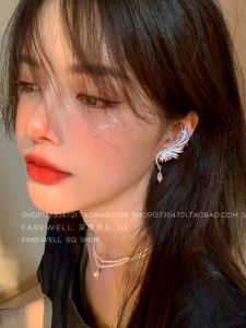 Flash Diamond Wings Pendant Ear Bone Clip Zircon Angel Wings Dress Earrings for Women Fashion Stud Earring Accessories Jewelry