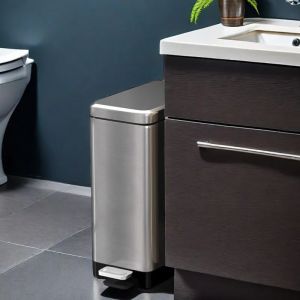 18/20L Multi-gauge stainless steel narrow trash can with plastic bucket inside Household Pedal Bin Trash Can Mute Stainless Steel Kitchen Garbage bin