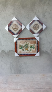 Paket 3 Pcs Hiasan Kaligrafi Kulit Kambing Alloh Muhamamad dan Lambang NU Polos