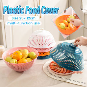 Digeo Plastic Round Food Cover Mesh Cover Multifunctional Colorful Drain Fruit Plate 1 Piece