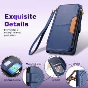 Wallet Multi-card Slot Zipper Kickstand Magnetic Flip Leather Case For Samsung Galaxy A07 A15 A16 A17 A26 A36 A53 A54 A55 A56