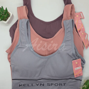6pcs 3pcs KELLYN Miniset Wanita Dewasa Jumbo Busa Lepas Pasang Minibra Sport Bahan Adem Bh Olahraga