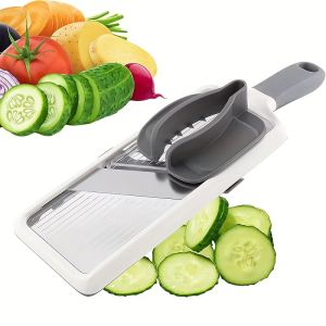Handheld Vegetable Slicer with Adjustable Stainless Steel Blade Vegetable Fruit Cutter for Potatoes Lemons Kitchen Gadget