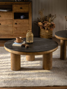 American Retro Solid Wood Small round Table Bed & Breakfast For Home Living Room Coffee Table Combination Small Apartment Balcony Coffee Table Conference Table