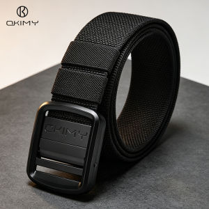 OKIMY Men Sports Belt Outdoor Nylon Belt Adjustable Belt Rotating Buckle Nylon Waistband Double-Sided Black Belt Youth Sports Canvas Pant Belt Simple Nice Waistband