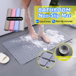 [🇸🇬 Ready Stock]Bathroom Floor Mat TPR Odorless Non-Slip Shower Bath Mat With Suction Cup Anti Slip