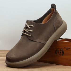 รองเท้าหนังสวมใส่สบายสำหรับผู้ชาย ฤดูร้อน รองเท้าหนังแท้หัวกว้าง พื้นนุ่ม ดีไซน์ย้อนยุค รองเท้าลำลองแบบบาง รองเท้าหนังส่วนบน