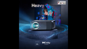 FINTEX 4K Smart Projector Native 1080P Full HD 1000 ANSI 20000 Lumens HDR10 Android 9.0 5G WiFi Bluetooth Auto Focus Keystone 350" LED Home Theater Portable 32GB for Phone Laptop Outdoor Movie