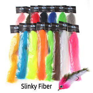 1Pack Long Shimmer Slinky Fiber Crimped Synthetic Hair Bucktail Jig Lures Saltwater Streamer Bait Fish Fly Tying Material