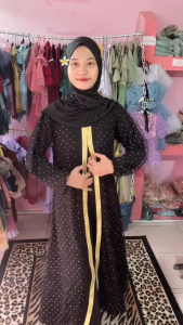 Abaya Hitam Aisy Bahan Jersey Set Hijab