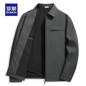 ROMON | Lormen Mens Jacket Autumn Style翻领行政工装中老年爸爸装休闲外套茄克衫时尚都市通勤风防风长袖标准版型