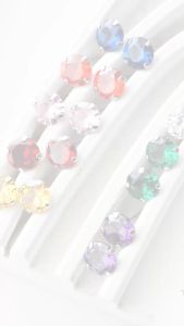 ต่างหูเงินแท้ 925 เพชรสวิส CZ ต่างหูแฟชั่น เครื่องประดับสีตามวันเกิด ทรงกลม 6 มิล ต่างหูสีตามวันเกิด เงินแท้ 925 ราคาต่อ 1 คู่