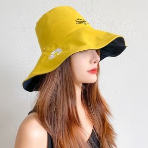 Simple Studio Daisy Summer Hat Smiley Hat Plain Hat Womens Reversible Bucket Hat Beach Hat