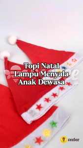 Topi Natal Lampu Menyala Anak Dewasa | Topi Santa LED 2024 | Topi Natal Lucu