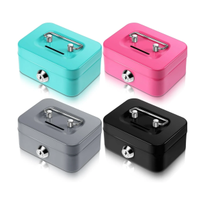 MELEDE Cash Box/ Portable Money Secret Safe Box Lock Metal