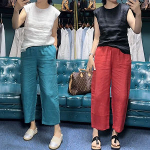 Anti-Aging Solid Color Set Womens European Fashion Summer Large Size T-Shirt with Fly Sleeve High Waist Straight Leg Pants