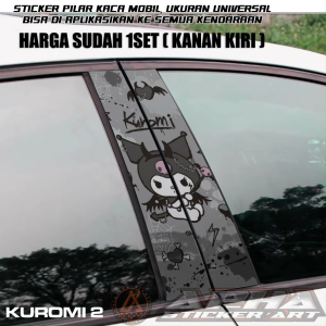 Stiker Pilar Pintu Mobil Satu Set Kanan Kiri - Cocok untuk semua Mobil  Variasi Kuromi