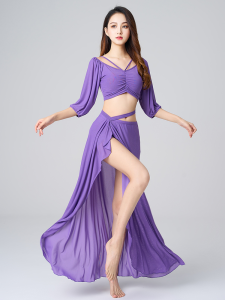 New Arrival Belly Dance Practice Clothes New Arrival Oriental Dance Mesh Practice Clothes Silver Spreading Encryption Tulle Fabric Suit