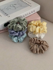 French Style High Elasticity Satin Hair Ties Non-Damaging Pure Color Simple Design Large Size Fashionable Hair Accessories