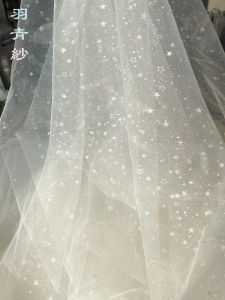 ผ้าตาข่ายลูกไม้โปร่งใสพิมพ์ลายห้าแฉกสำหรับถ่ายภาพแฟชั่นผ้า DIY สำหรับงานฝีมือในบ้าน