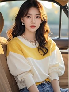 Loose Long Sleeve T-Shirt Womens Autumn Winter New Style Korean Atmosphere Gentle Top Color Block Casual round Neck Tee