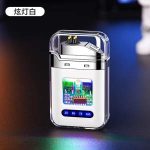 Bật Lửa Điện sạc pin tia plasmaVỏ Trong Suốt Đèn LED Nhiều Màu Hiển Thị Pin Sạc Type-C