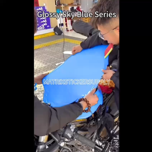 PREMIUM GLOSSY SKY BLUE MOTOR STICKER(152CM-Custom)Pelekat Sticker kilat wrapping full body vinyl wrap film stiker motor