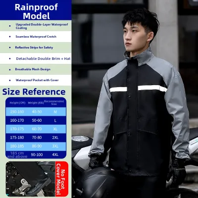 Adult Mens Motorcycle Riding Rain Suit Full Body Outerwear Long Coat Pants Set Waterproof Delivery Rider Raincoat Ensemble