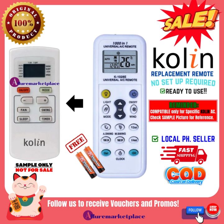 Kolin Aircon Remote Control Replacement KOLIN AIRCON Remote Replacement Ready to USE Universal for KOLIN AIR