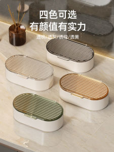 กล่องใส่ผงซักฟอกแบบสองชั้นพร้อมฝาปิดสำหรับห้องน้ำแบบแฮนด์เมด ขนาดใหญ่ ระบายอากาศได้ดี สไตล์ยุโรปเหนือ