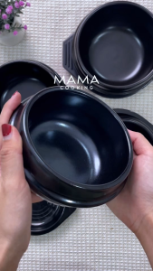 Mama Cooking - ชามเกาหลี พร้อมถาด หม้อดินเผาเกาหลี หม้อเกาหลี หม้อดำเกาหลี สำหรับทำอาหารเกาหลี