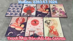 Tranh cổ trang cô gái Nhật Bản kimono trang trí tiệm trà đạo nhà hàng không gian nhật chất vải canvas đã có khung xịn