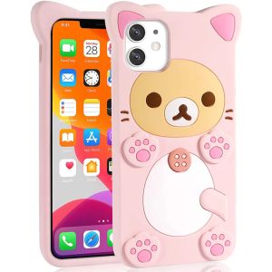 3D Cartoon Bear Soft Silicone Case for IPhone 17 16 15 13 11 Pro Max 14 Plus 12 Mini XS XR X 17Pro Women Cute Kawaii Phone Cover