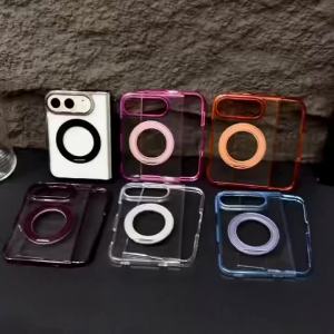 szhaiyu | Luxury Magnetic Transparent Phone Case For iPhone Duo iPhone 18 Fold With 360° Rotating Bracket Holder Shockproof Back Cover