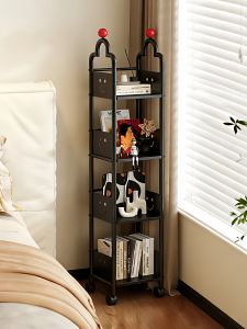 QYLIFE | Wall Leaning Movable Iron Bookshelf And Storage Cabinet Integrated