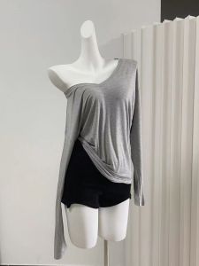 Slimming Long Sleeve V-Neck T-Shirt Womens Autumn Winter Loose Fit Base Layer Top POPW Front And Back Wear Commute Style