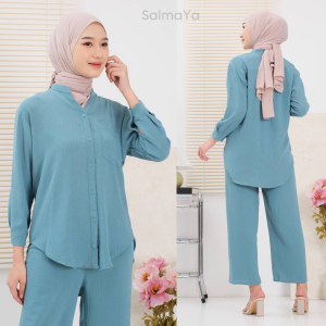 SETELAN WANITA LENGAN PANJANG | SETELAN KEMEJA DAN CELANA KULOT | SETELAN WANITA CRINKLE AIRFLOW KEKINIAN BEST SELLER