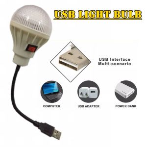LED Lamp Bulb Portable USB Emergency USB Light DC5V with 360° Flexible Metal