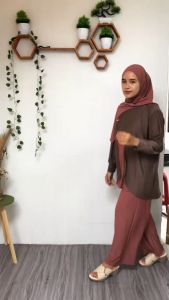 Azura One Set 3in1 Baju Setelan Wanita Muslimah Elegan Kombinasi Warna