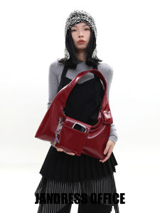 Original Small Bordeaux Red Detachable Retro Commuter Crossbody Bag Underarm Single Shoulder Yoke Bag for Men And Women