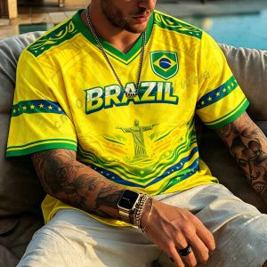 Hot Toys | 2026 Summer men Brazil Football Jerseys For Men Classic God Brazil Short Sleeve Tees Casual O-neck Sports Tshirts Man Clothing