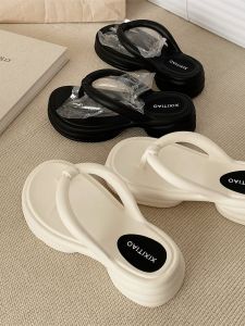 EVA Thick Heel Wedge Slippers Womens Summer Outdoor Anti-slip Toe Post Beach Sandals Simple Casual Slip-On Shoes