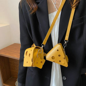 Special-Interest Design 2022 New Trendy Cute Mini Hole Cheese Triangle Lipstick Headset Crossbody Change Square Sling Bag