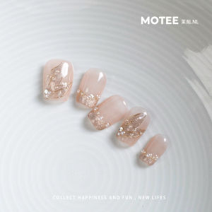 Handmade Short Cat Eye Nail Tips Pure Handmade Wearable False Nails Simple Elegant Nude Color Ancient Style Nail Art