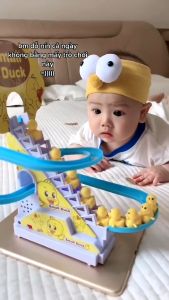 Đồ chơi cầu trượt vịt vàng leo thang 3 - 6 - 9 vịt có nhạc có đèn loại to 3 cầu phát nhạc cực vui cho bé yêu