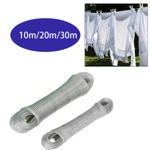 1Pc 10/20/30m Steel Clothesline Pvc Coated - Durable Multifunctional Easy to Clean Indoor and Outdoor Use Rust-Resistant and Wear-Resistant