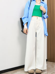 High Waist Wide Leg Jeans Womens Spring Loose Slimming Loose Pear Shape Loose Lazy Drape Straight Leg Pants Beige