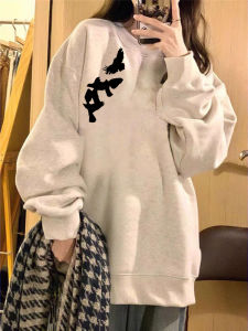 Pure Cotton round Neck Long Sleeve Sweatshirt Womens Loose Design Spring Autumn Fashion Comfortable Casual Korean Style Top