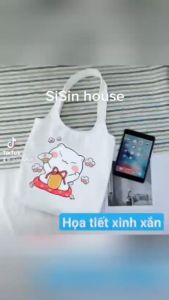 [FREE SHIP] Túi tote kiểu tròn vải canvas  phong cách thời trang đi học đi chợđi đòi nợ cũng đẹp....