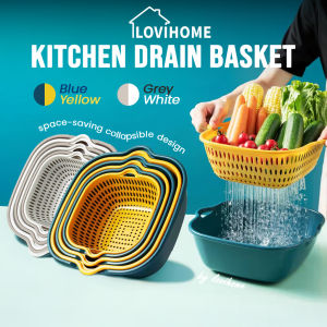 2/4/6pcs Set Kitchen Drain Basket Colander Stackable Draining Baskets Vegetable Wash Basin Fruit Bowl Strainer Drainer
